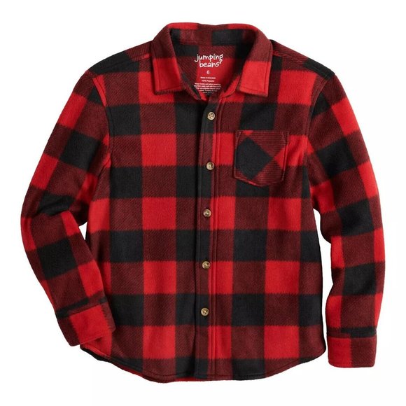 Jumping Beans Toddler Boy Red Plaid Long Sleeve Button Down Shirt - Picture 1 of 1